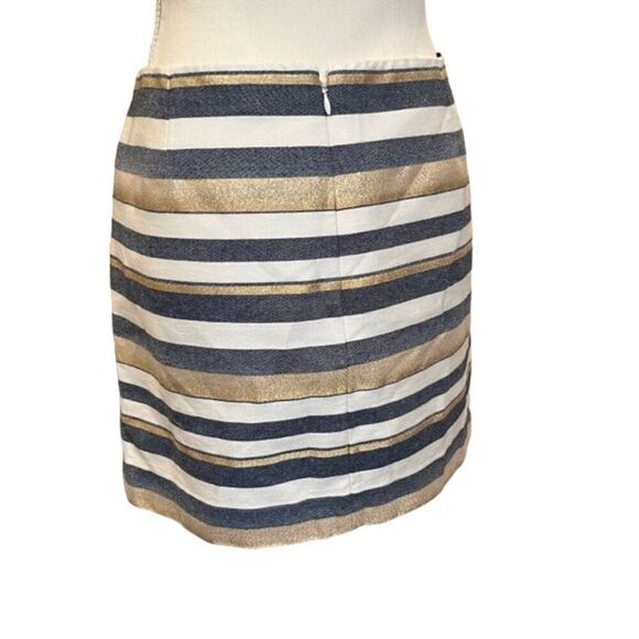 J.Crew Women's Gold and Blue Stripe Mini Skirt Size 8 - Picture 3 of 8